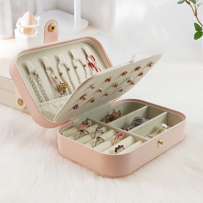 Cross-border Direct Supply Necklace Earrings Ring PU Jewelry Box Portable Antioxidant Jewelry Storage Box Female Household Jewelry Box