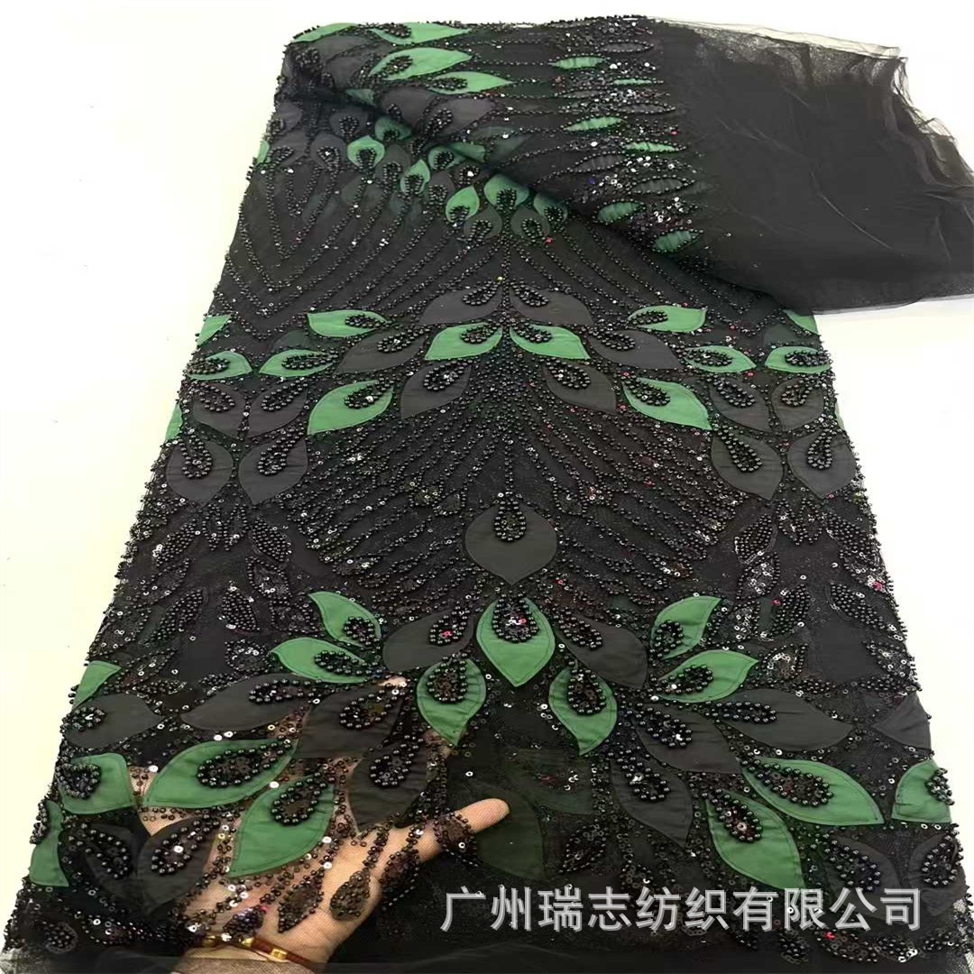 Picture of Spot Lace Sequin Embroidered Cloth 3D Laser Flower Embroider Bead Tube Embroider Performance Dress Dress Fabric