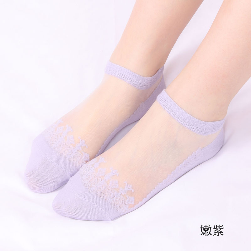 Picture of Jacquard Cool Transparent Crystal Glass Stockings Women's Short Socks Women's Summer Thin Invisible Socks Boat Socks Wholesale