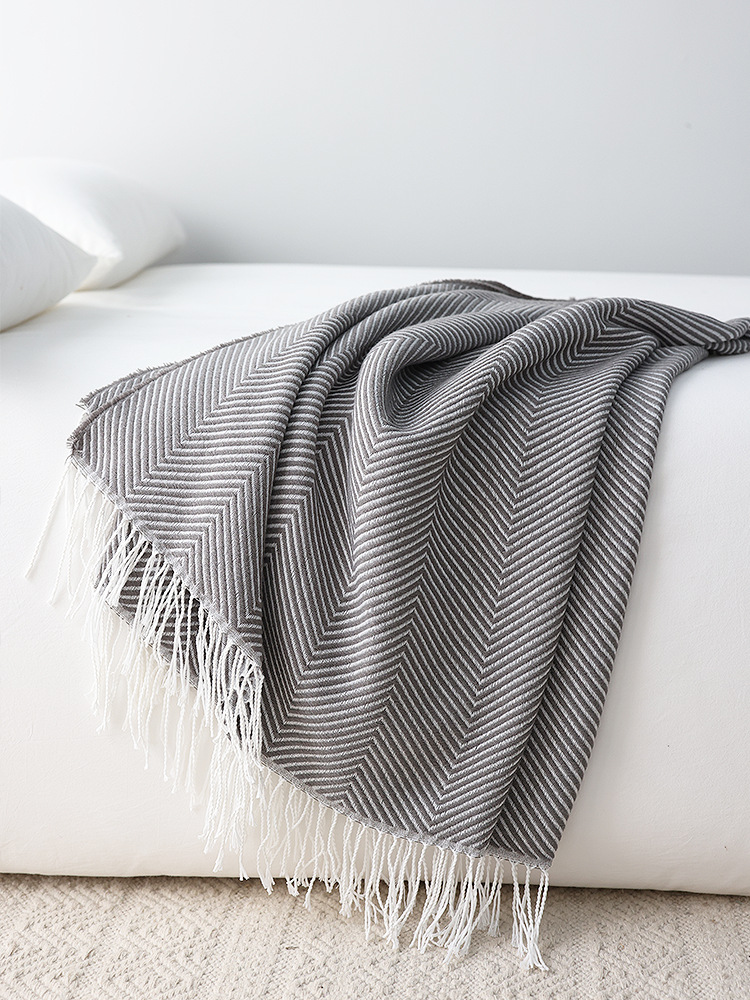 Herringbone Jacquard Bed End Towel Blanket Nordic Leisure Decorative Blanket in stock a Nordic INS Blanket