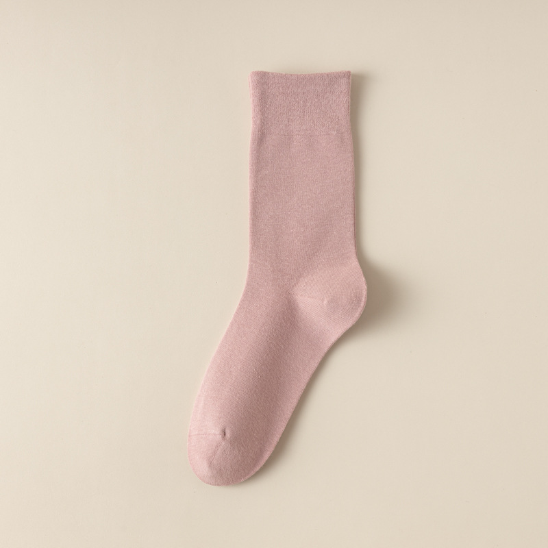 Picture of Socks Women's Mid-Calf Ins Trendy Versatile Confinement Socks Pure Color Autumn and Winter Retro Style Pile Socks White Socks Long Socks