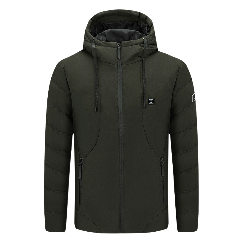 Autumn and winter zipper casual heating cotton-padded jacket youth detachable collar black hooded thick loose smart heating