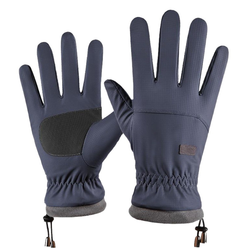 Warm Gloves for Men in Autumn and Winter Outdoor Mountaineering Sports, Windproof and Waterproof, Cycling Electric Vehicle Fleece-Lined Touch Screen Gloves