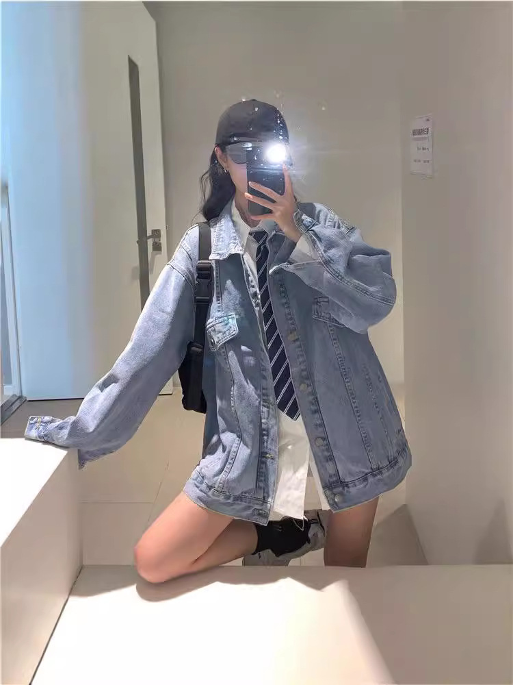 Denim Jacket Women's 2025 Spring & Fall New Korean Style Loose Top Bf Hong Kong Style Student Jacket Women's Retro Casual