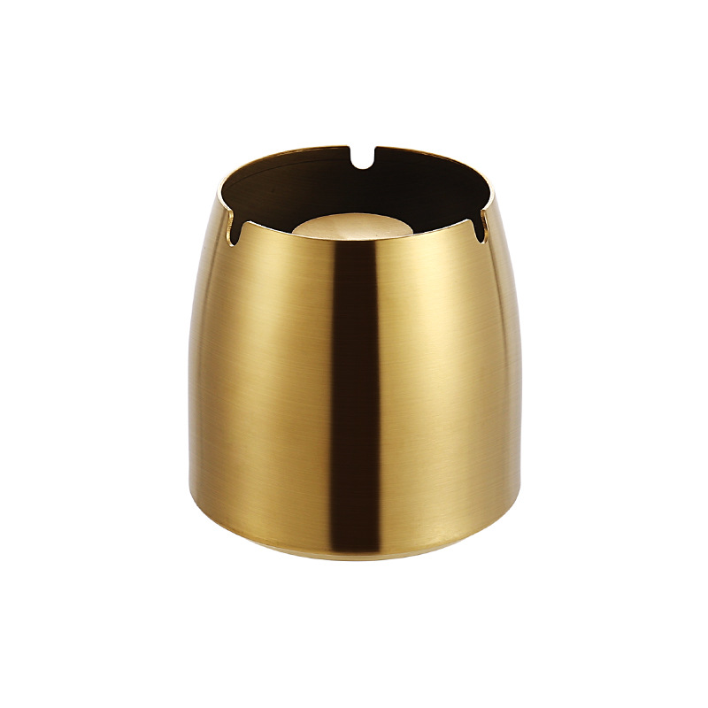 Picture of Ashtray Creative Gift Large Round Hotel Home Gold with Lid Heightened Stainless Steel Ashtray High-End