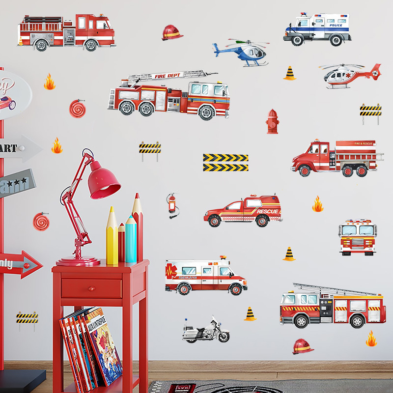Picture of Cross-border Car Wall Stickers Watercolor Cartoon Vehicles Home Bedroom Kindergarten Children's Room Decoration Wall Stickers