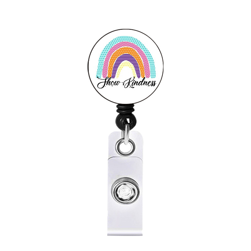 Picture of Rainbow Mental Health Retractable Alligator Clip Easy Pull Buckle Nurse Decoration Badge Reel ID Card Holder