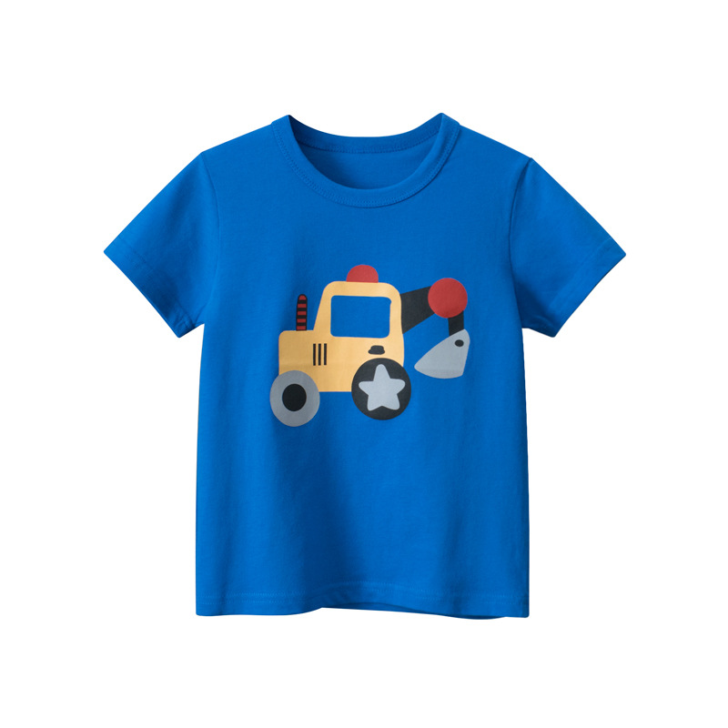 Picture of 27Kids K-Style of Kidsren's Clothing Kidsren's Short-Sleeved T-Shirt Cartoon Excavator 2025 Summer New Baby Clothes Wholesale