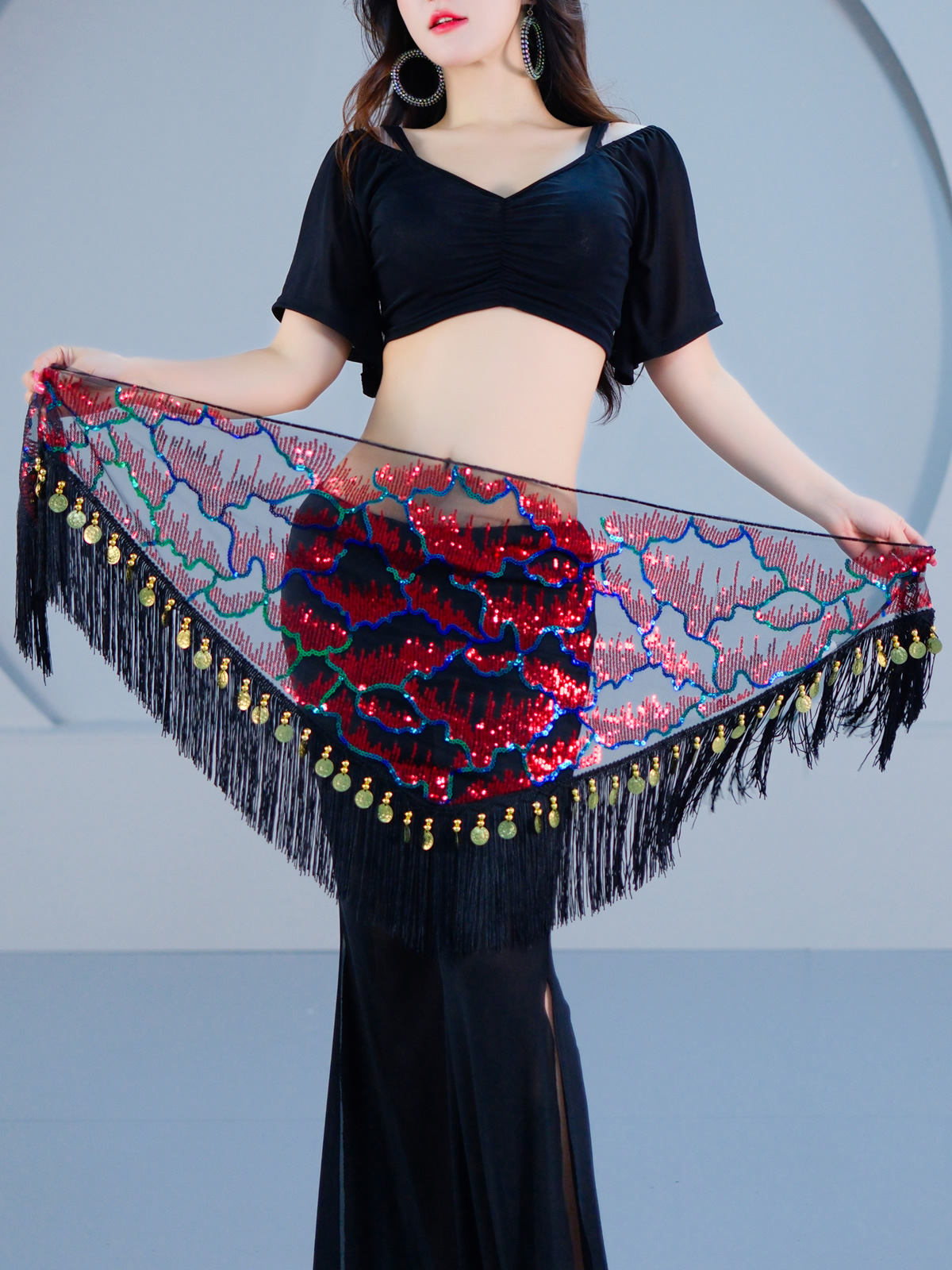 Dancer New Belly Dance Hip Scarf Tassel Waist Chain Dynamic Versatile Waist Accessory 1038