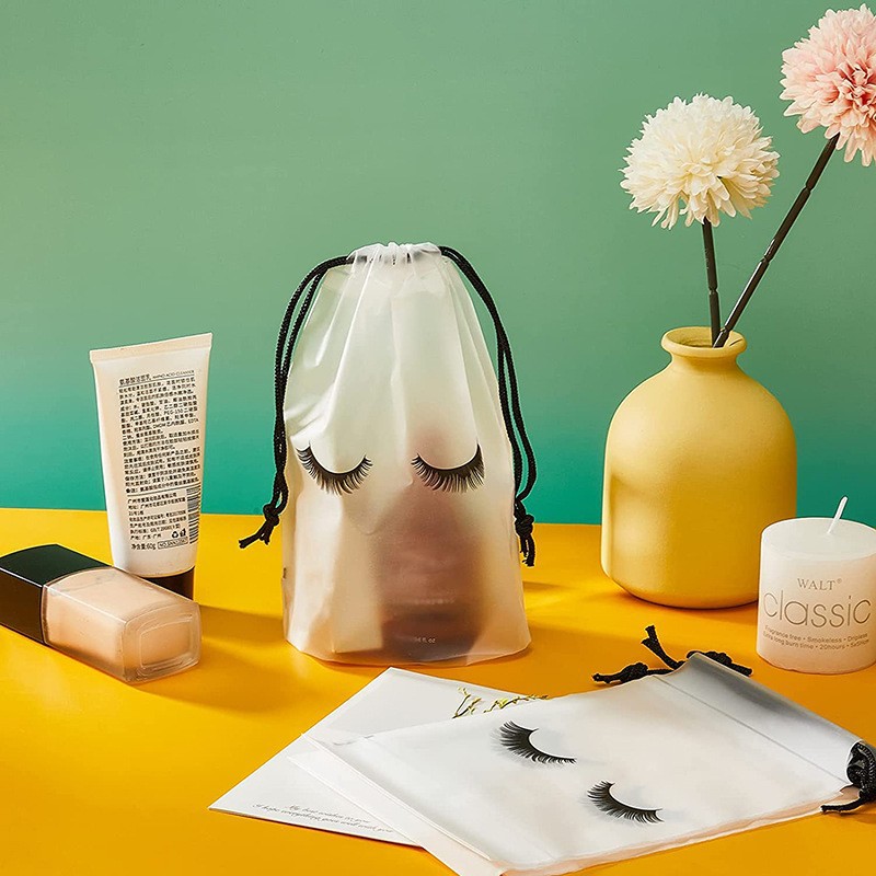 Eyelash String Bag Drawstring Storage Bag Small Cosmetic Storage Bag Eva Frosted Printed Packaging Bag Seal