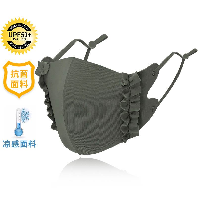 Picture of Ice Silk Wood ear edge three-dimensional adjustable cloth mask candy color thin cool sunscreen breathable mask 
