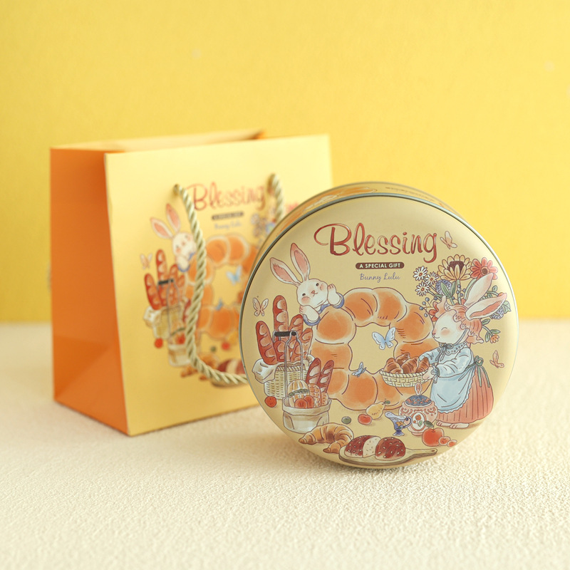 Picture of Factory direct ins marble medium cookies candy round tinplate box packaging box candy box