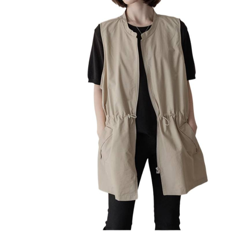 Picture of Spot spring and summer new Korean casual drawstring simple literary and artistic mid-length vest jacket women's layered top