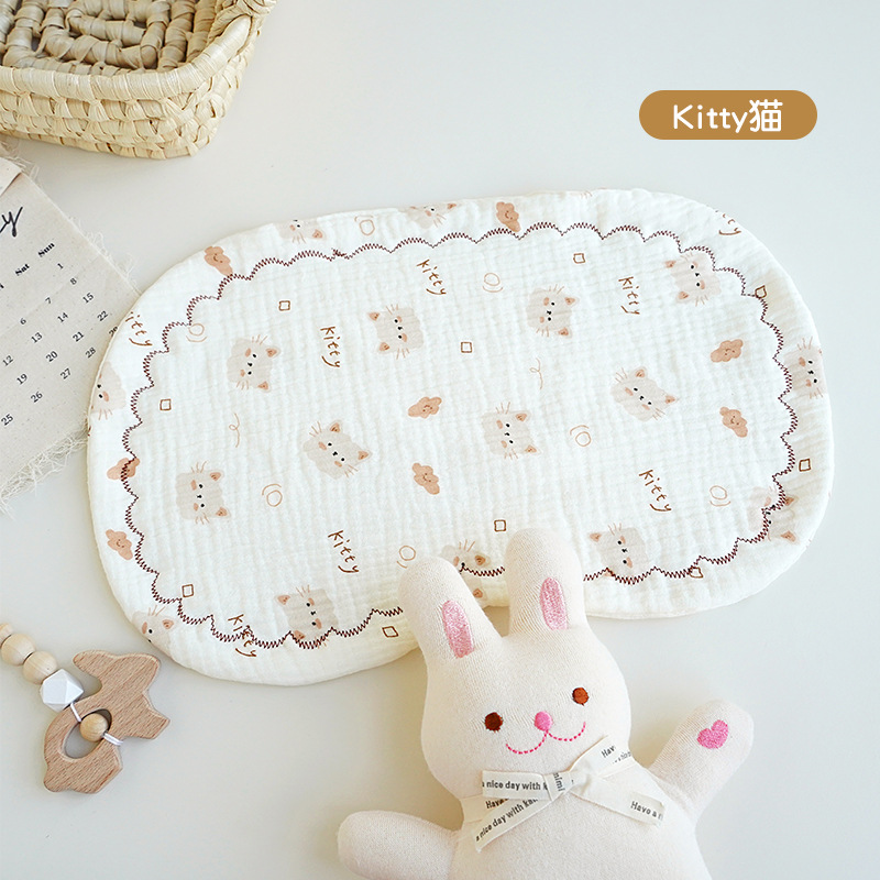 Picture of Sweat-Absorbent and Non-Stuffy Cartoon Kidsren's Pillow, Soft and Breathable Eight-Layer Gauze Baby Pillow, Cloud Pillow, Newborn Category a
