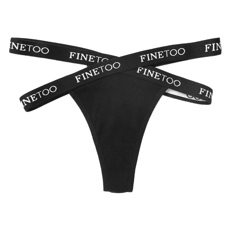 Ladies briefs sexy cross letter belt panties High split thread cotton thong D005