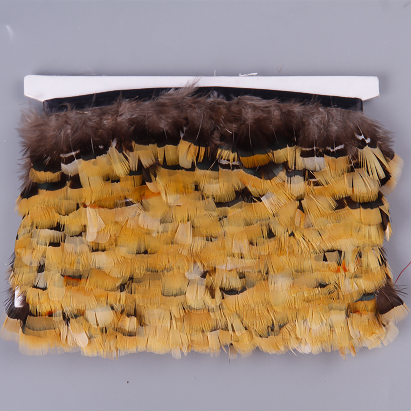 Wholesale Copper Chicken Yellow Feather Fabric Edge Ribbon DIY Small Feather Skirt Clothing Accessories Decoration Wedding Lace 1m