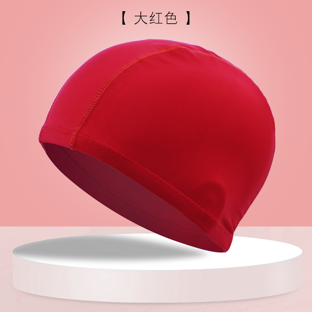 Picture of Adult color solid color swimming cap unisex cloth swimming cap three needle five thread nylon swimming cap manufacturers wholesale