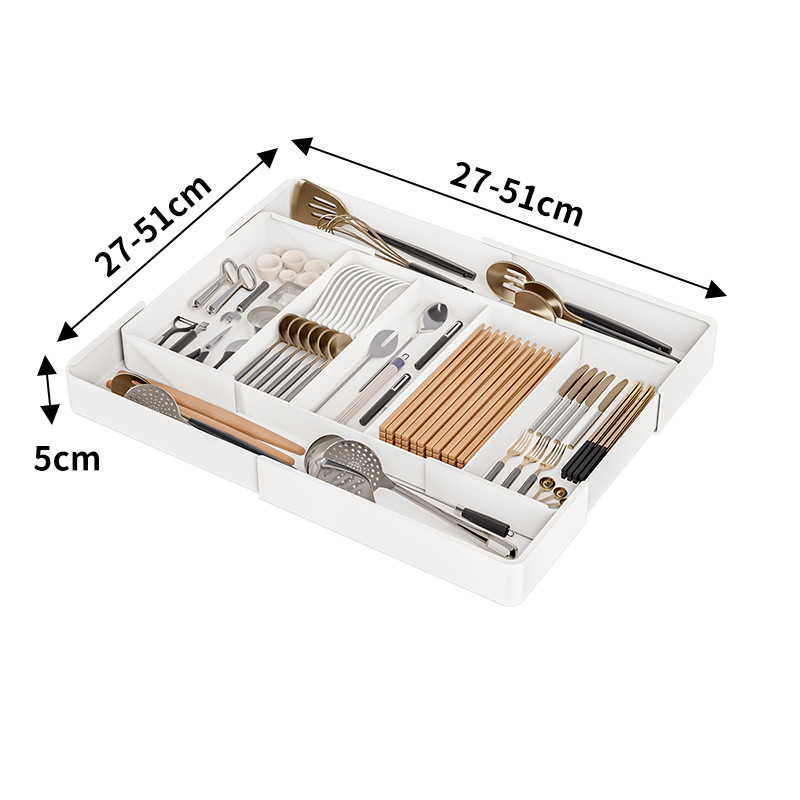 Picture of Kitchen Drawer Retractable Storage Box Kitchen Storage Tray Detachable Tray Household Partition Organize