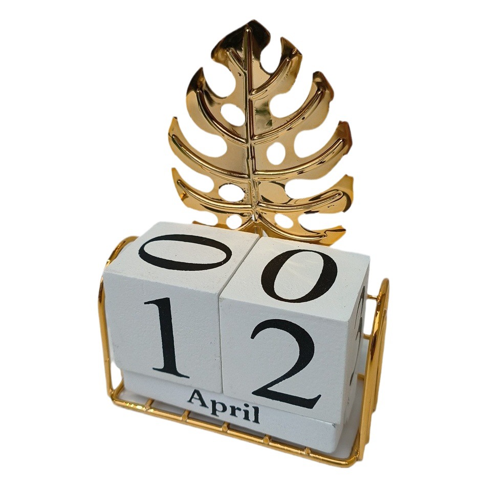 Wooden Block Digital Perpetual Calendar Iron Wood Combined with Desktop Desk Calendar Children's Manual Scrolling Calendar Desk Calendar Ornaments