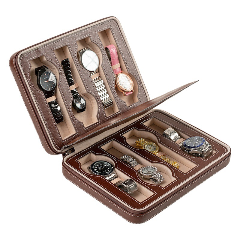 Portable Storage Vintage Flip Zipper Watch Box Essential Storage Storage Box Gift Box Large Capacity