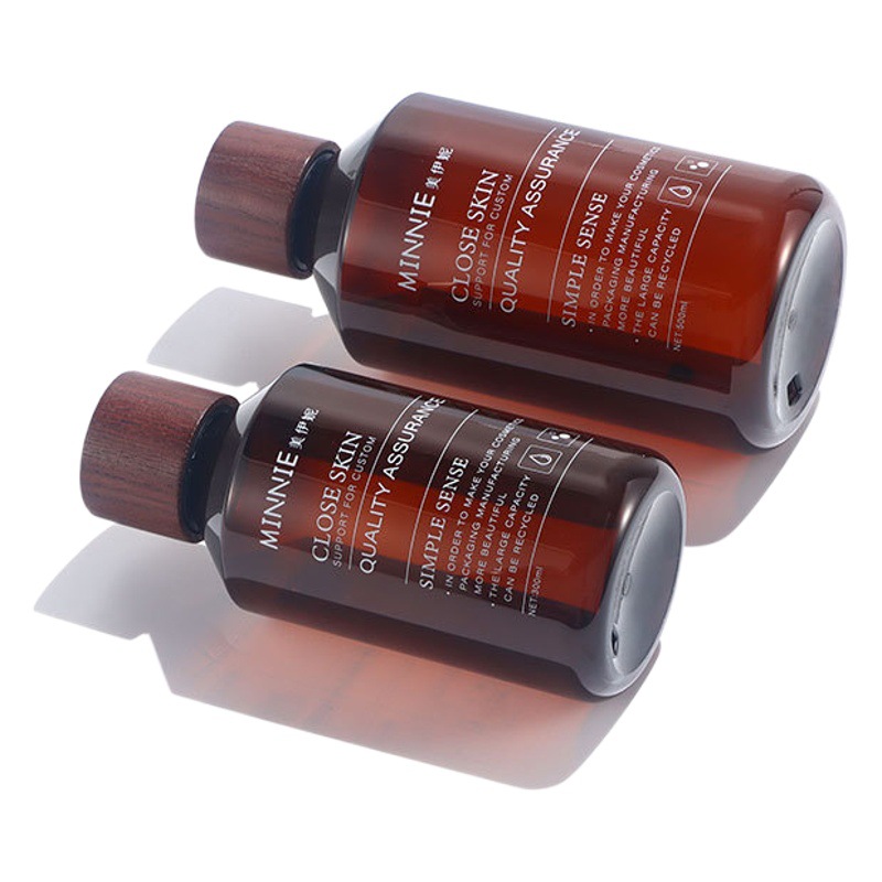 in stock Frosted Tea Color 300ml Pure Dew Bottle Ash Wood Pure Dew Cap Inclined Shoulder Bottle Transparent 500ml Pure Dew Bottle