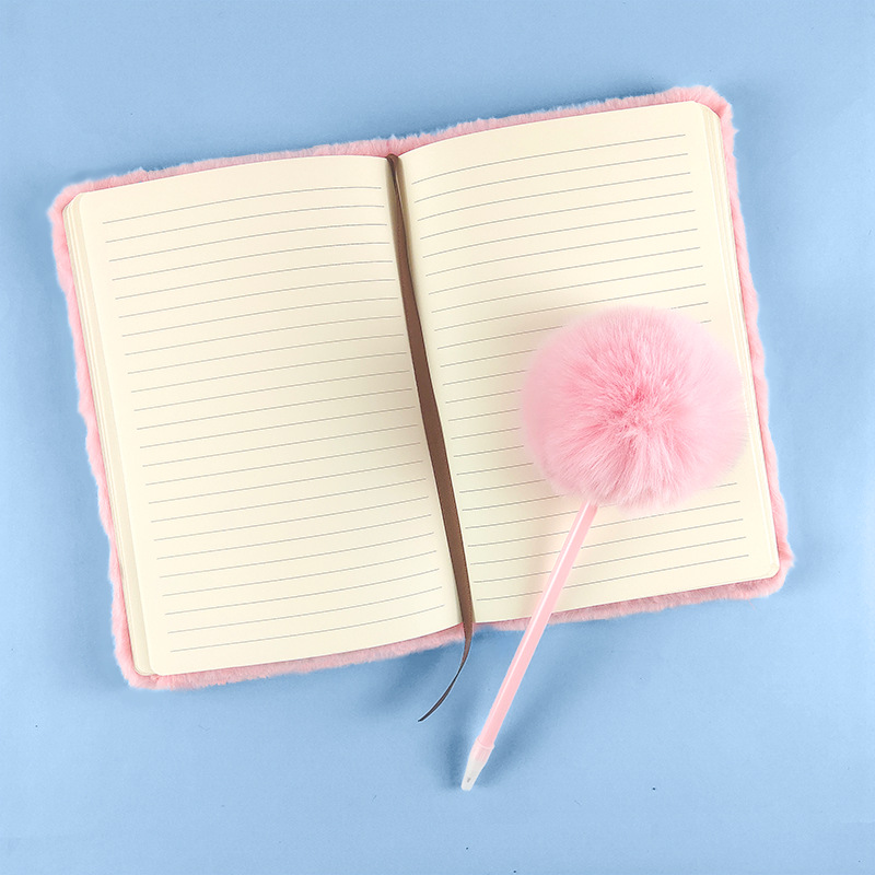 Picture of Cross-Border Simple Plush Notebook Plus Pen Prize Gift Furry Cover Diary Note Set Notebook