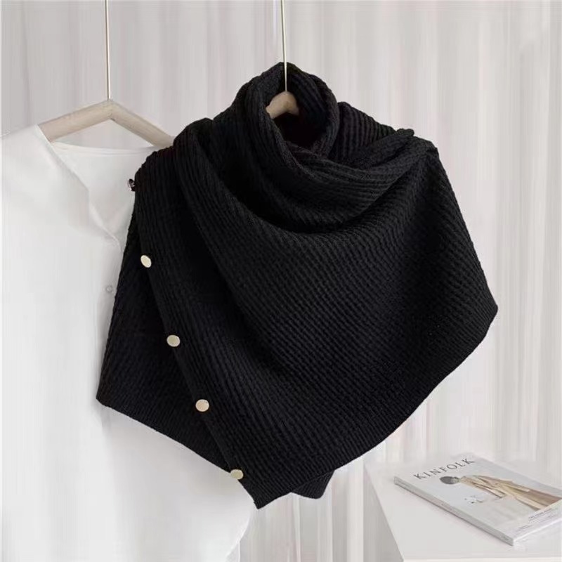 Picture of Autumn and winter knitted cape shoulder waistcoat scarf women's versatile multi-functional fashion warm metal buckle