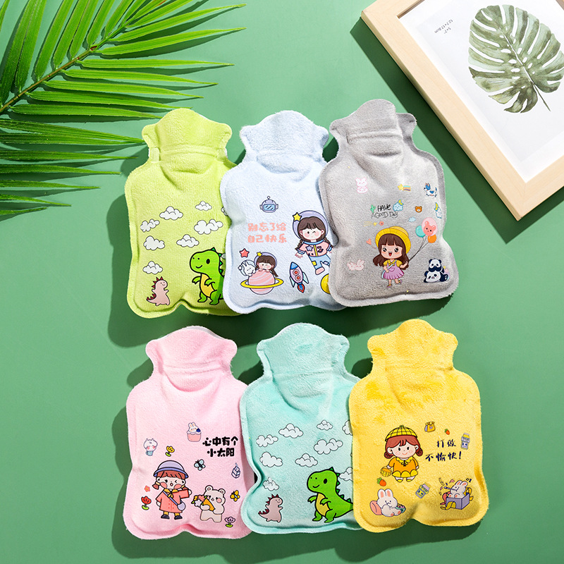 Picture of Cartoon plush water injection hot water bag student explosion-proof warm handbag double thick fleece-lined warm water bag