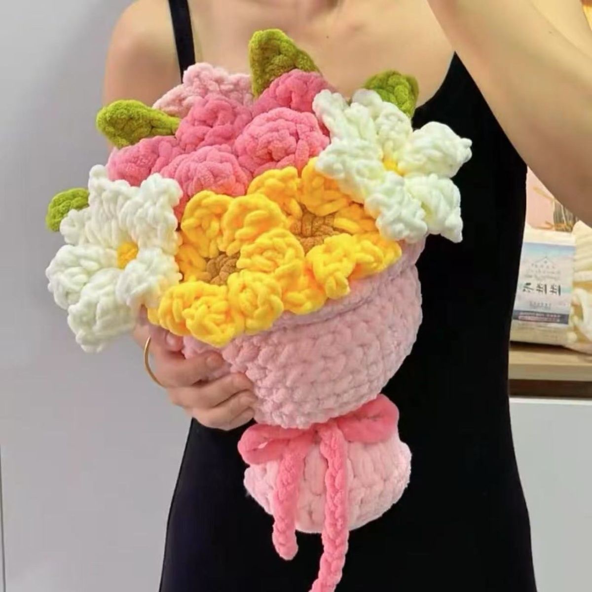 Guangzhi Gives Meiya the Same Handmade 0.1kg Ice Bar Wool Ball DIY Bouquet Material Package Plus Size Hand-Held Flower