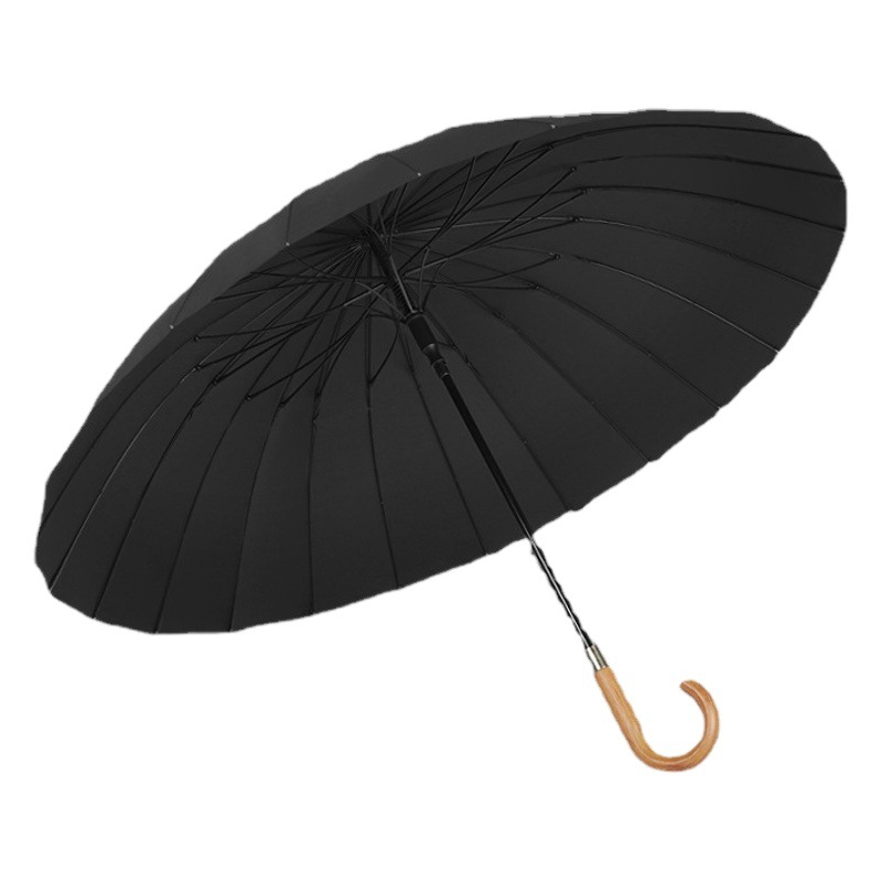 Nilo 24-Bone Straight Umbrella Curved Wooden Handle Business Umbrella Thickened Umbrella Cloth Anti-Strong Wind and Rain Dual-Use Umbrella in stock Wholesale