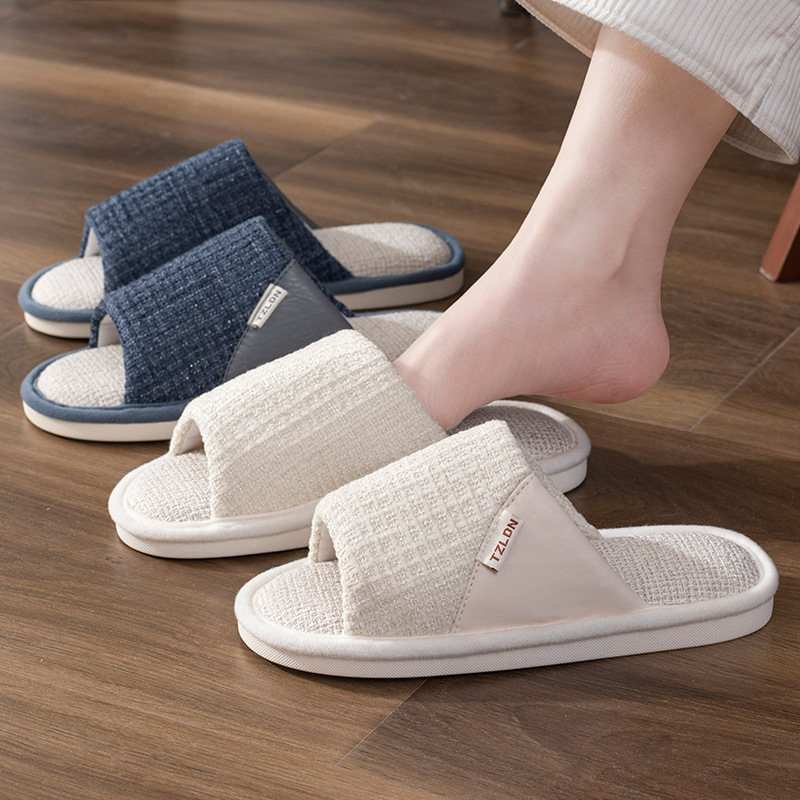 Cross-Border Wholesale Linen Slippers for Women Indoor Silent Non-Slip Wear-Resistant Couples New Breathable Sweat-Absorbent Four-Season Sandals for Men