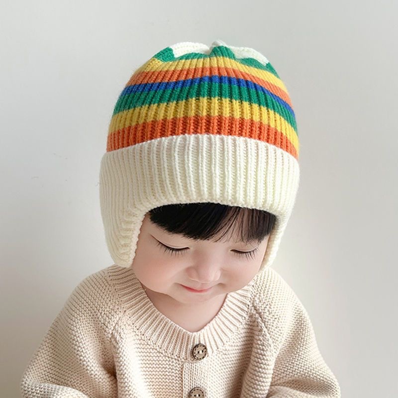 Picture of Children's hat autumn and winter girls' pullover hat Korean-style knitted hat colorful wool hat baby boys' warm earmuffs hat tide