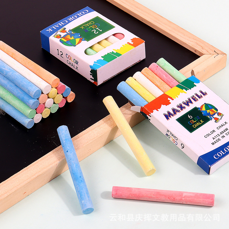 Picture of in stock wholesale gypsum powder ordinary whiteboard color chalk 12 children's drawing board/teaching supplies blackboard