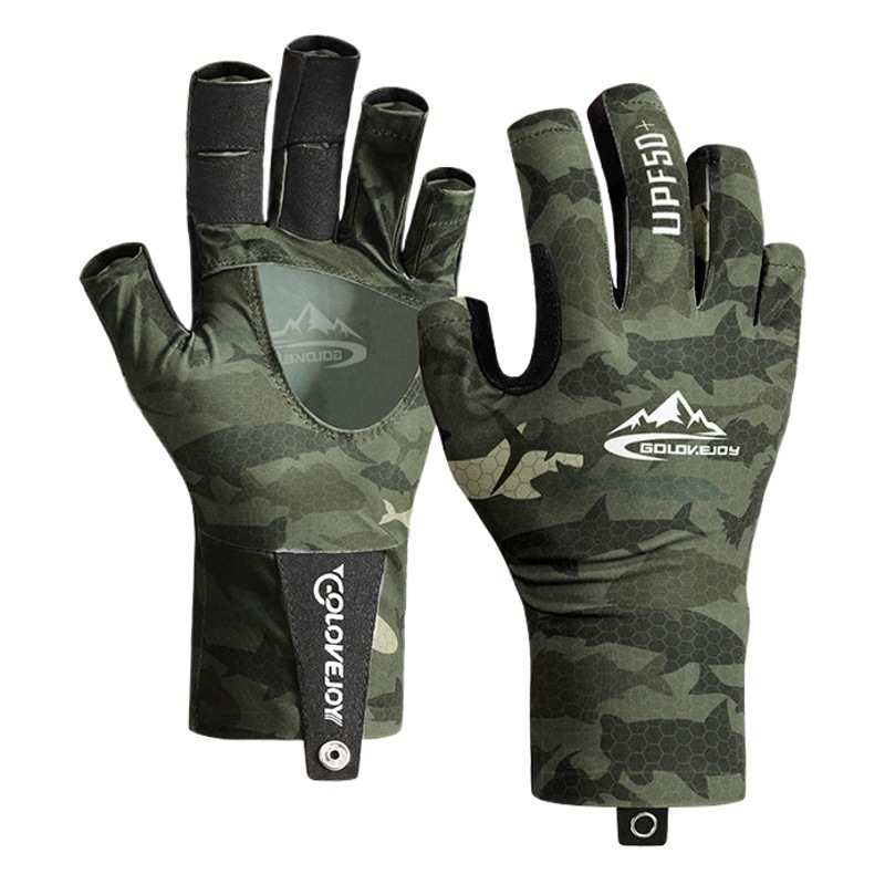 New Fishing Gloves Summer Sunshade Outdoor Fishing Non-slip Wear-resistant Luya Half Finger Gloves Ice Silk Breathable XG70