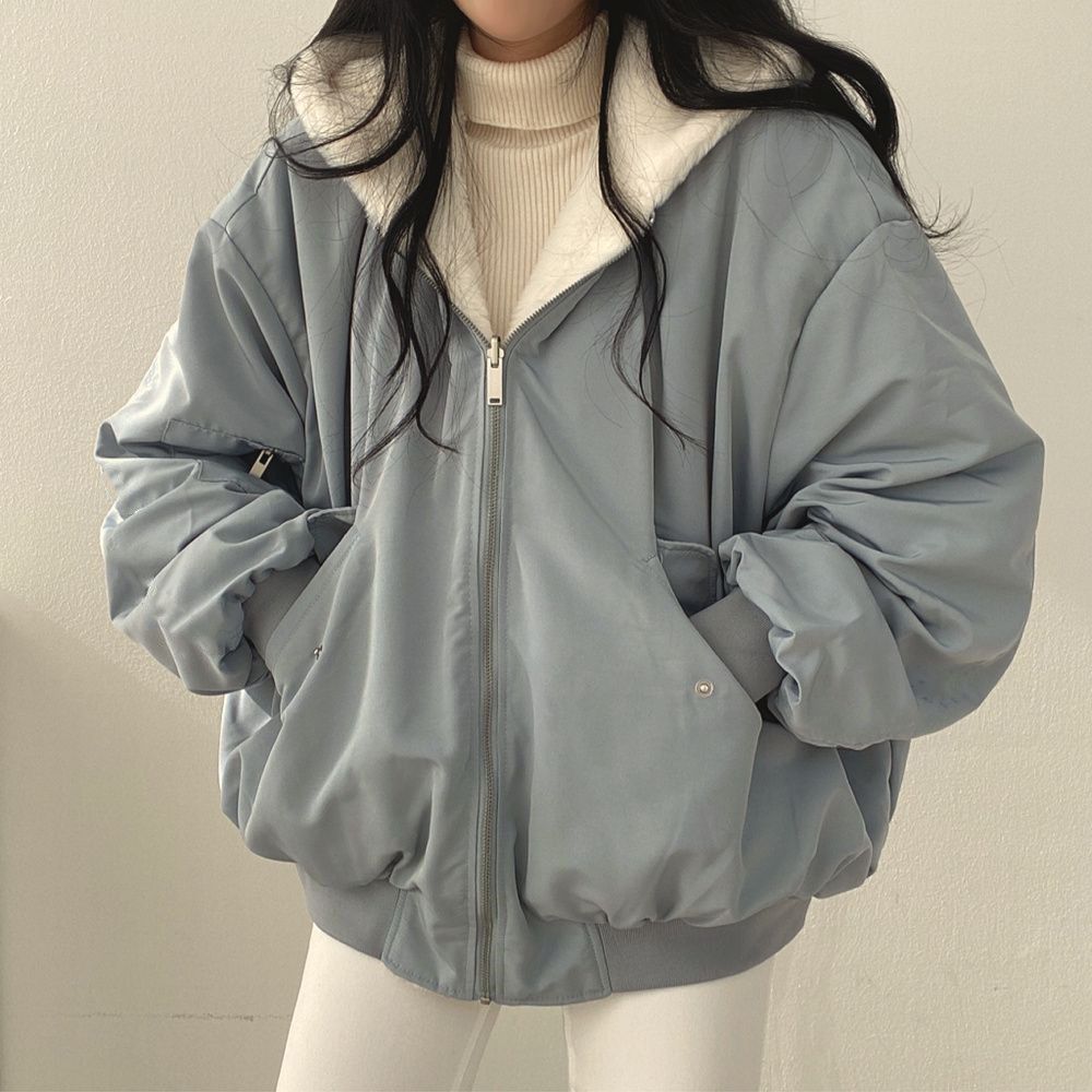 Fleece-lined Thickened Two-sided Wear Imitation Lamb Wool Cotton-padded Coat Women's Coat Winter New Zipper Hooded Cotton-padded Coat