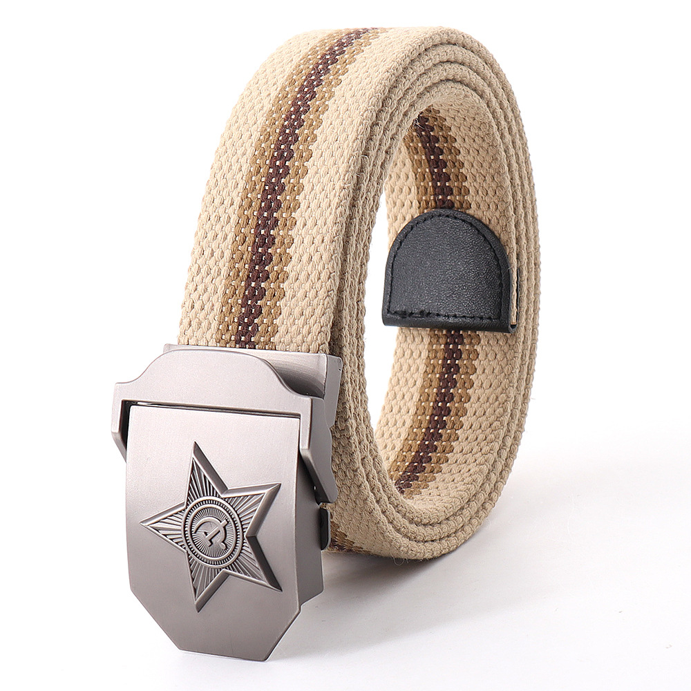 Picture of Soviet Union military emblem canvas belt belt thickened men's outdoor jeans tactical alloy manufacturers wholesale