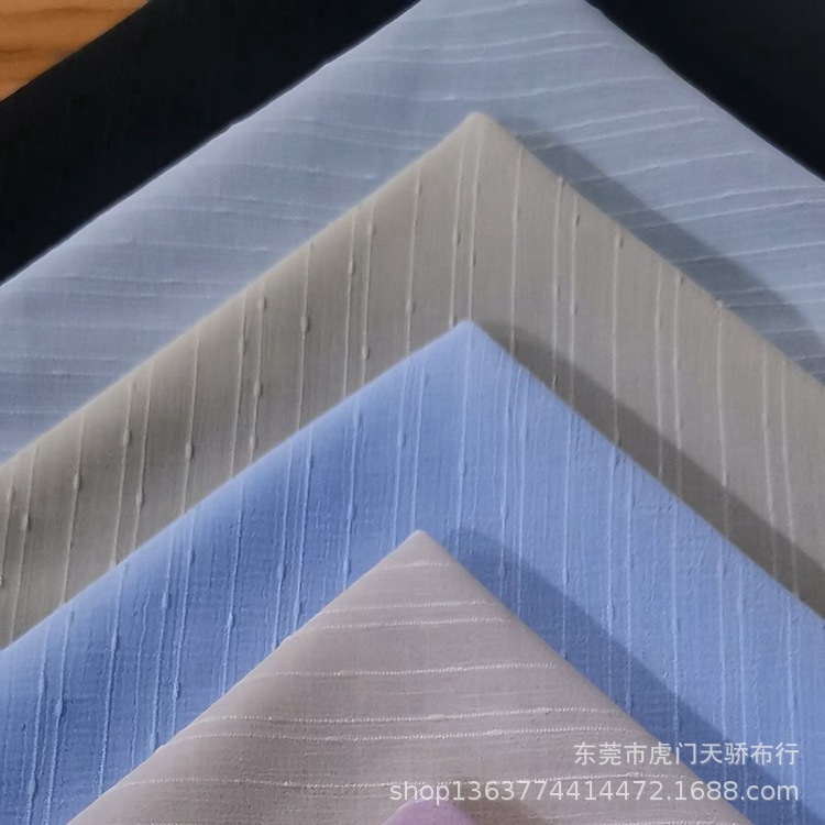 Spot woven chiffon striped fabric polyester composite silk barley strip jacquard fashion women's dress fabric