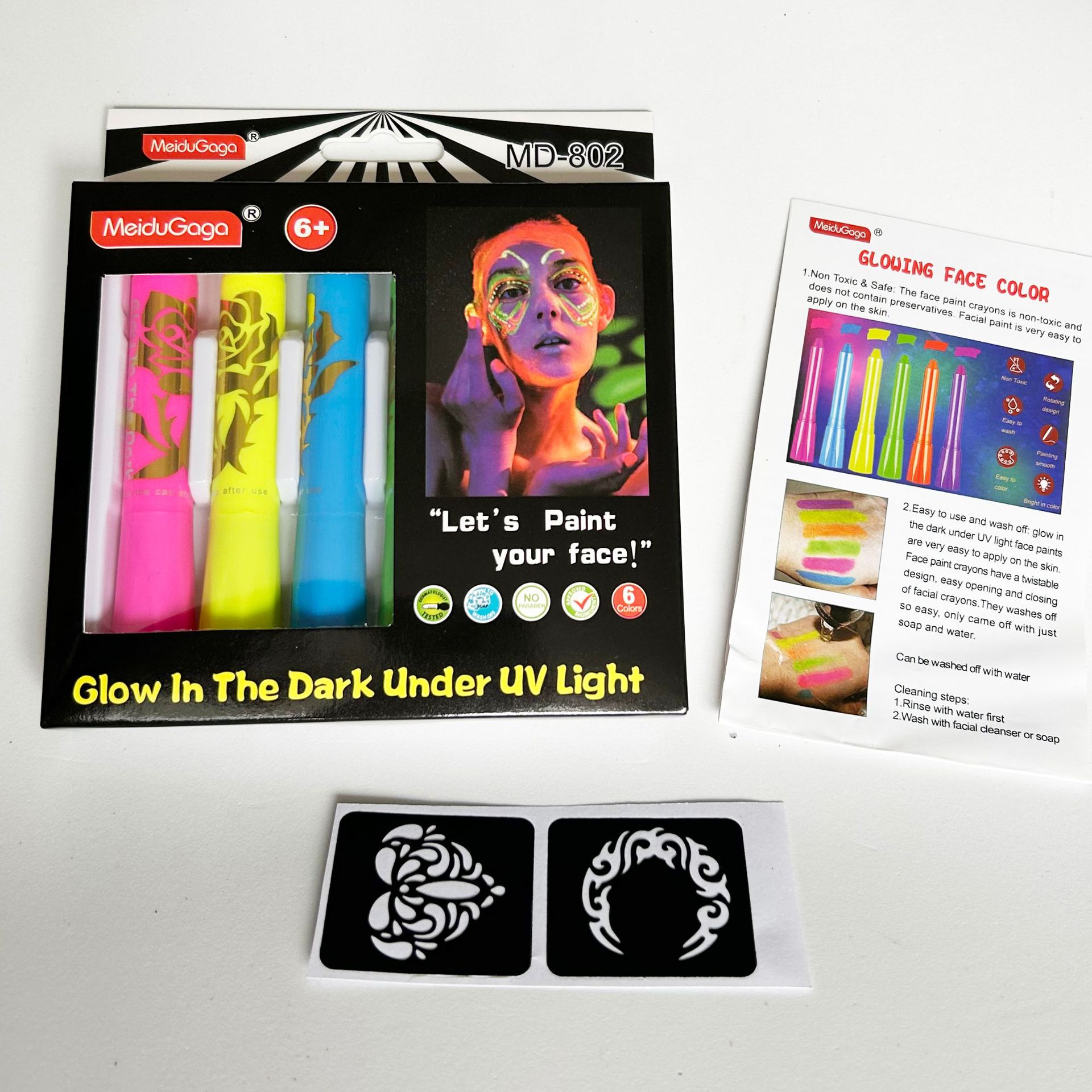 Picture of 6-Color Luminous Face Paint Set Party Halloween Event Makeup Props DIY Washable Face Painting Crayon