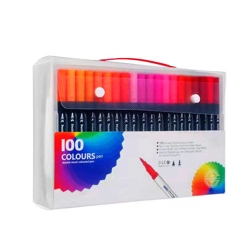 Picture of Children's brush water-based soft head double watercolor pen color washable soft head pen set
