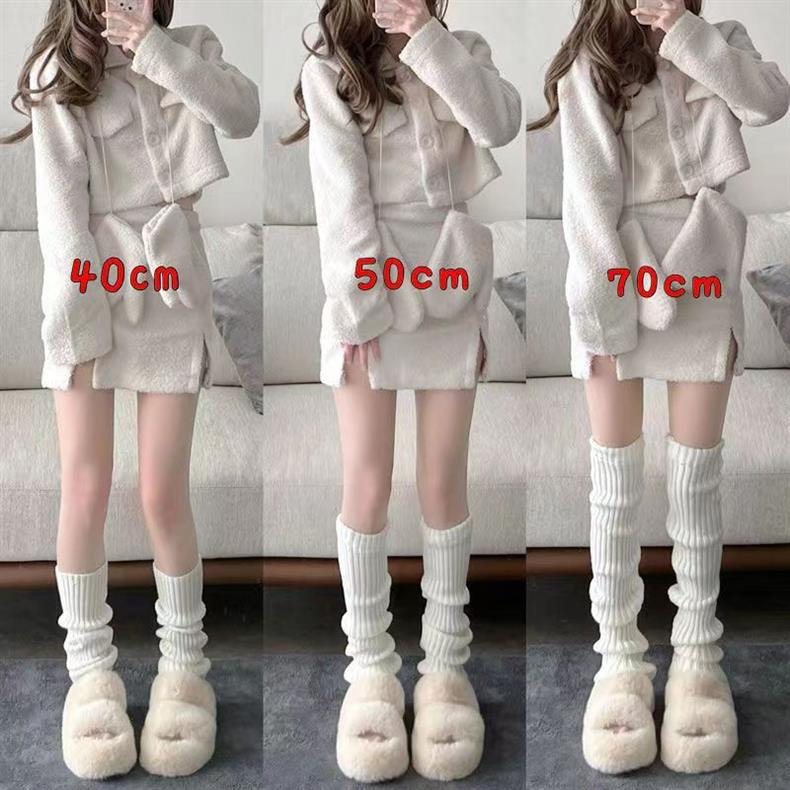 Autumn and Winter Warm Vertical Stripe Knitted Stacked Socks Japanese Style JK Girl's Foot Socks Ins Hot Girls Cold-proof All-match Legs
