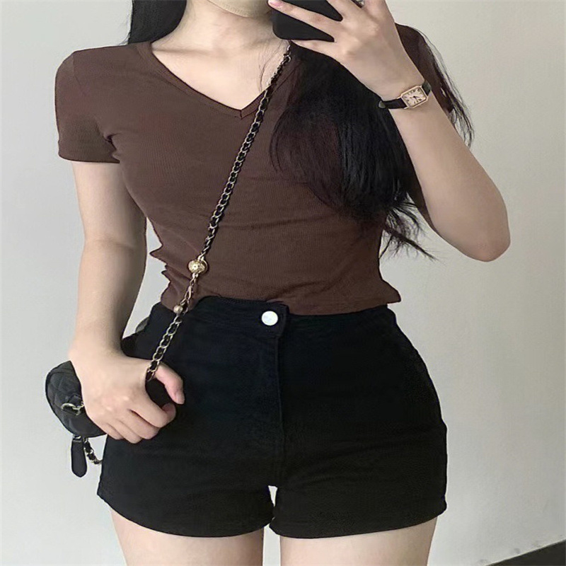 [Sticky Silk Compound Milk Silk] Small Jeans Summer Hot Pants for Hot Girls High Waist A- shaped Women's Tight Ultra-short