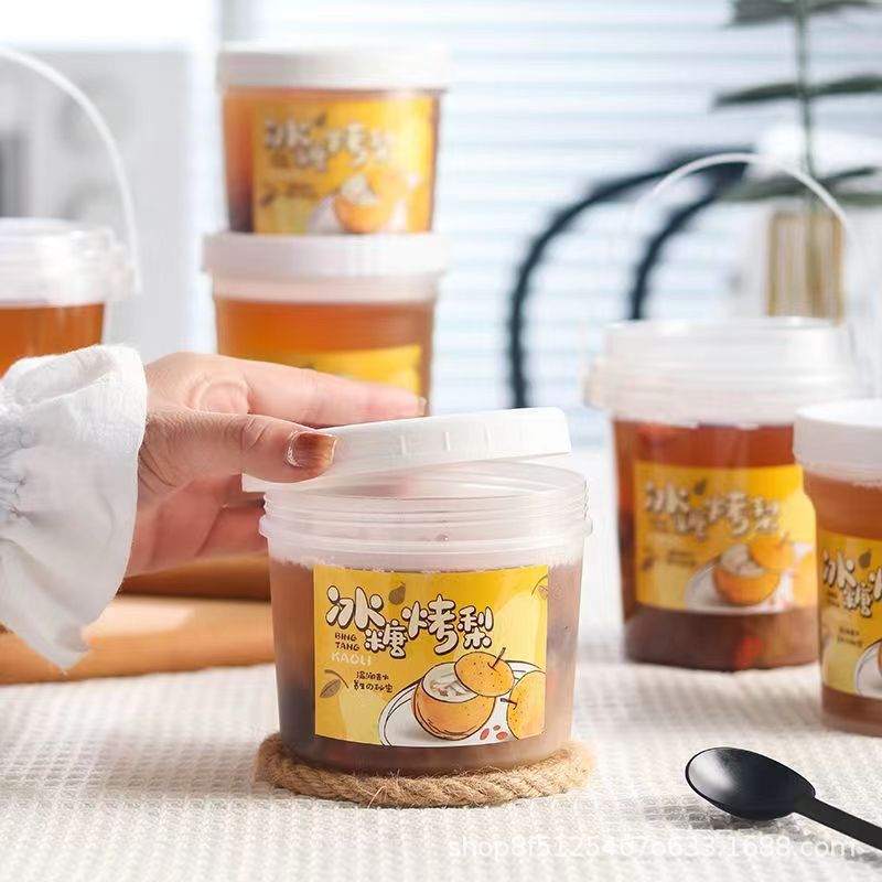 Picture of Net red rock sugar roasted pear packaging cup stewed Sydney soup jar high temperature resistant jar disposable packaging box commercial