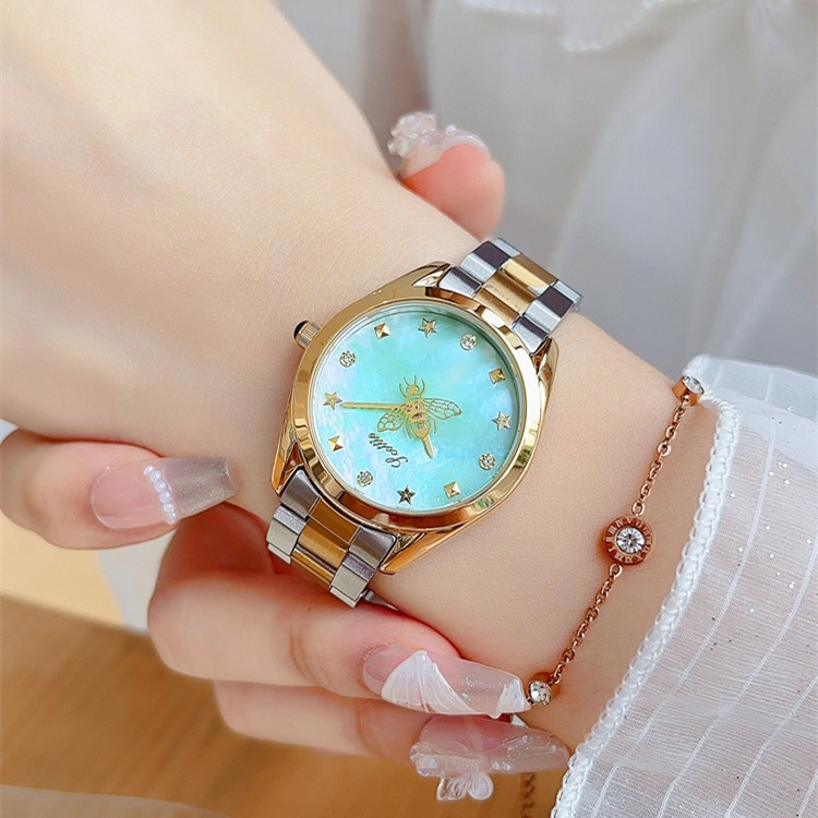 Picture of Shi Gaudi scottie New Fashion Steel Band Women's Watch Personalized Bee Second Hand Colorful Fritillary Face Watch