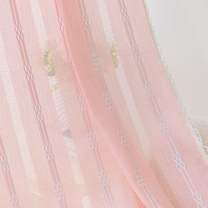Picture of Cross-border exclusive for Nordic cotton and linen curtains multi-color solid color cotton and linen yarn semi-transparent bedroom living room floor curtains with yarn