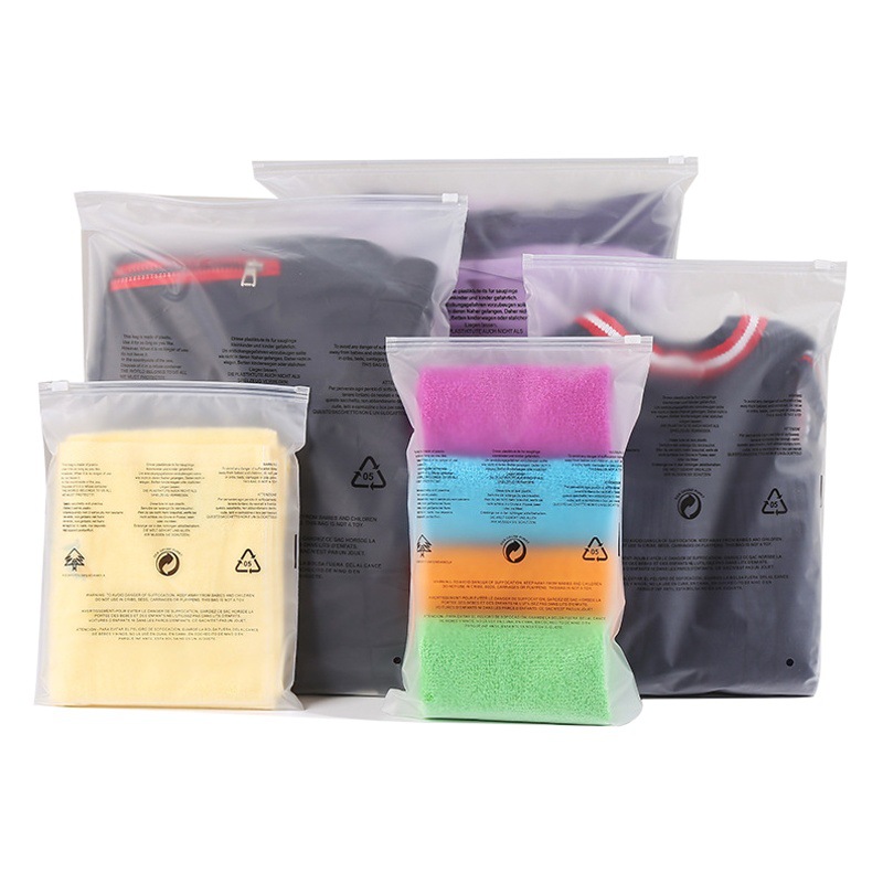 Warning Text Clothing Zipper Bag Clothing Packaging Bag Frosted Warning Text Sealed Bag Clothing Bag Wholesale Plastic Bag