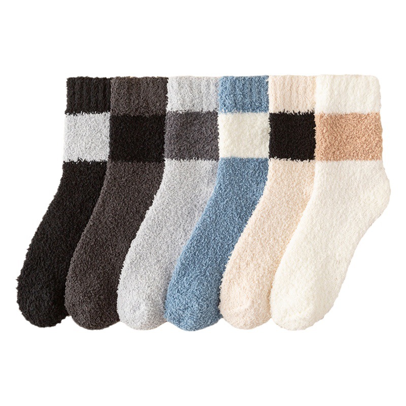 Coral Fleece Socks Men's Winter fleece-lined Thickened Winter Warm Home Plush Stockings Sleeping Floor Socks