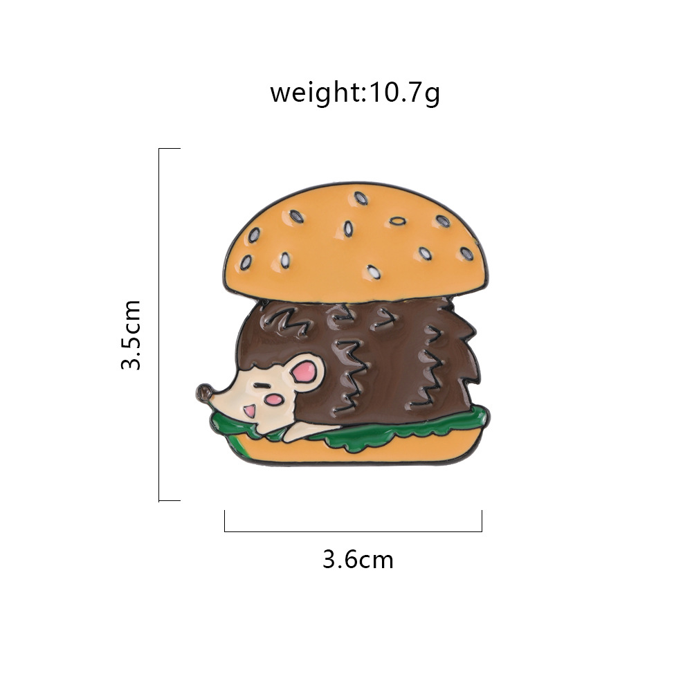 Picture of Cartoon Cute Student Brooch Backpack Collar Sloth Bread Hedgehog Elephant Badge Enamel Animal Pin