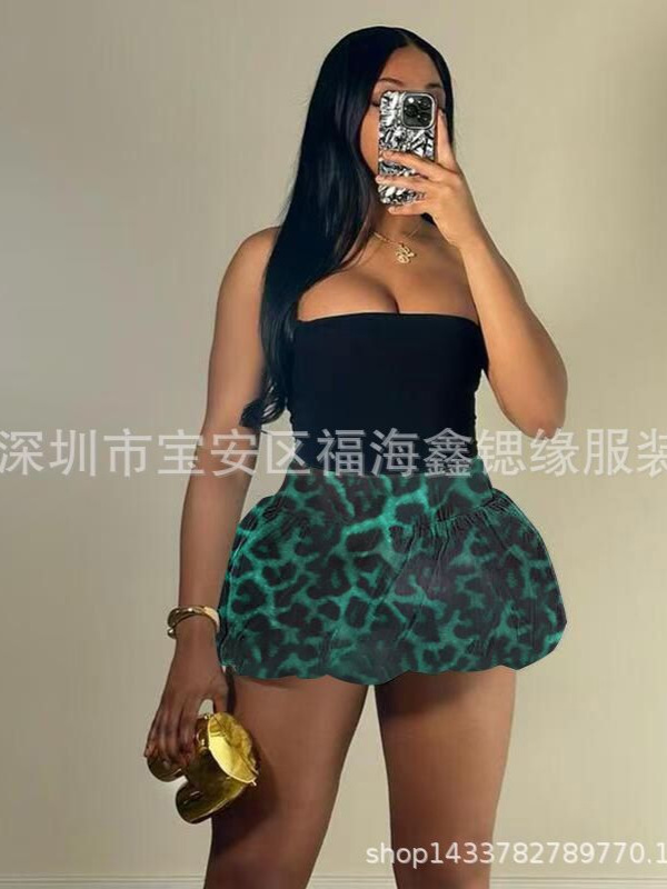 Picture of European and American 2025 Sexy Women's Clothing New Leopard Print Versatile Bubble Bubble Skirt High Waist Skirt in Stock