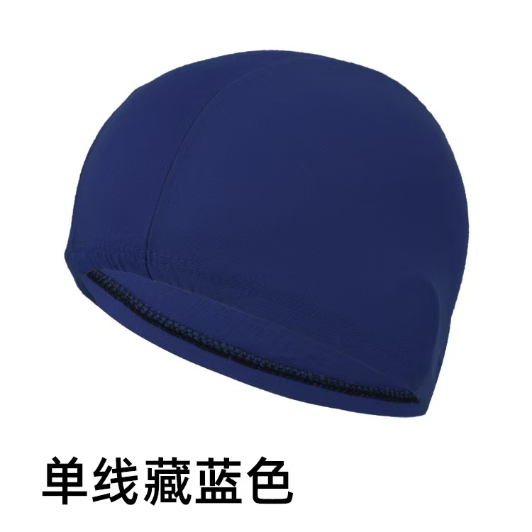 Picture of Factory Direct Sales Polyester Cloth Swimming Cap High Elasticity Adult Universal Pure Color Color Independent Packaging Cardboard Swimming Cap