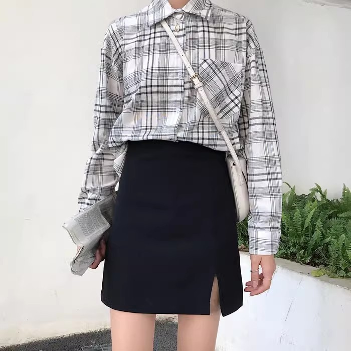 Picture of Wrap Hip Skirt Short Skirt A- line Xs Small Size Skirt Women's Summer Short 145 High Waist Split High Match